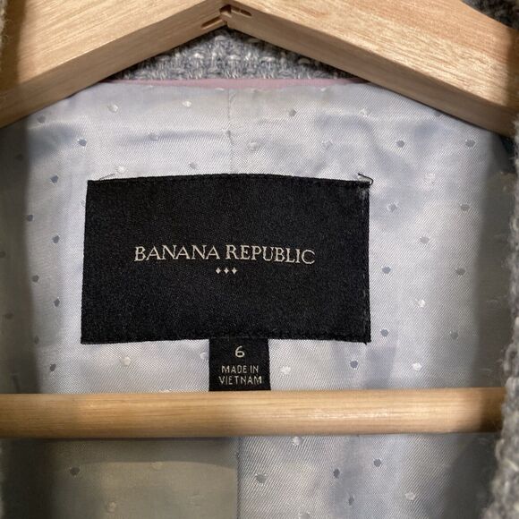 Banana Republic GEO Tweed Academy Blazer Gray White Lined Size 6 Wool Blend - Picture 14 of 15